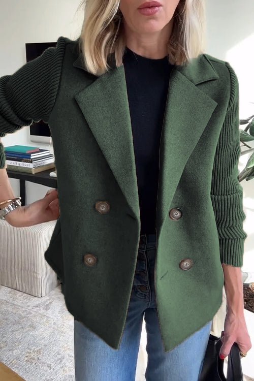 Margriet | Dubbelgeknoopte blazer met gebreide mouwen