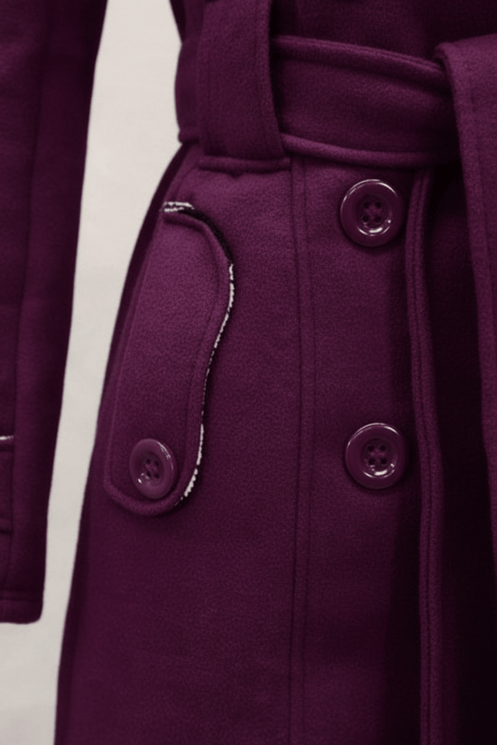 Jennike | Dames Wolmix Dubbelzijdige Gevoerde Jas met Ceintuur