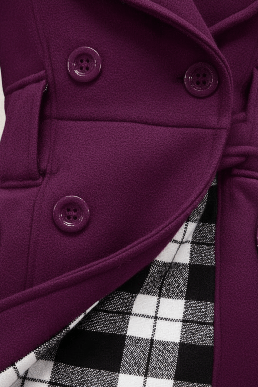 Jennike | Dames Wolmix Dubbelzijdige Gevoerde Jas met Ceintuur