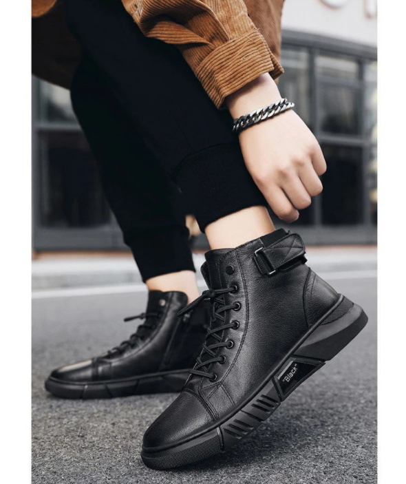 Jasper | Leren hoge sneakers met strakke lijnen