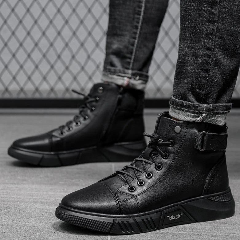 Jasper | Leren hoge sneakers met strakke lijnen