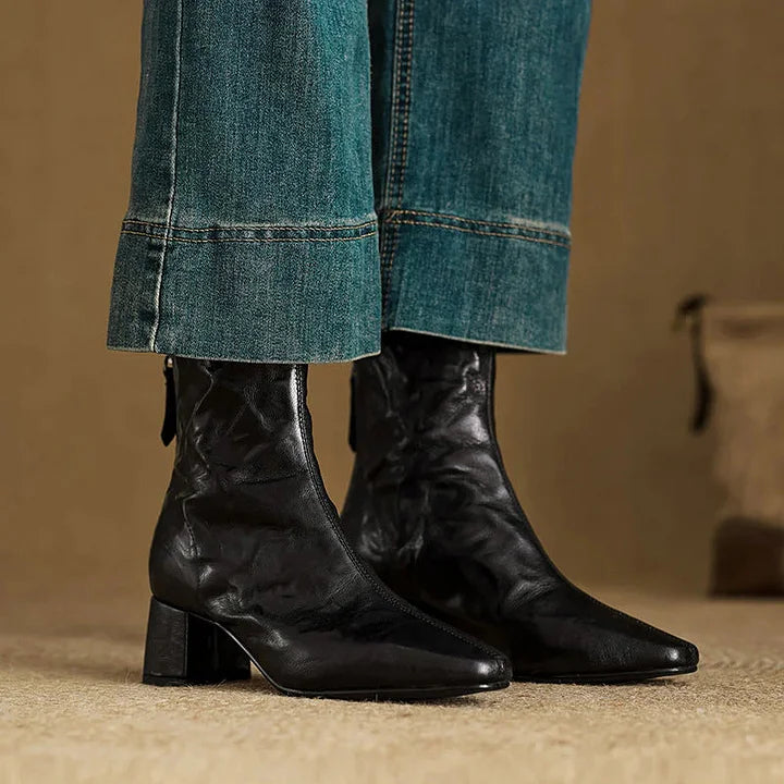 Adora | Casual Enkellaarsjes met Vierkante Neus