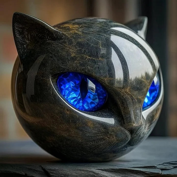 Cas | Mystieke Zwarte Kat Hoofd Sculptuur